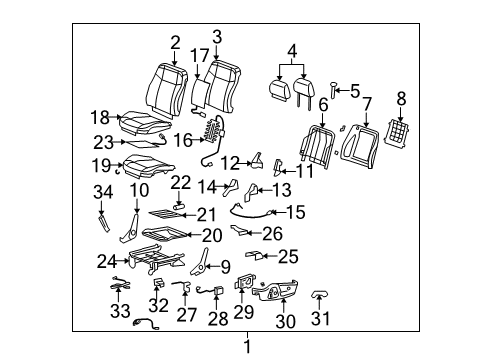 2010 Hummer H3 Front Seat Components Cover, Driver Seat Inner Adjuster Finish Diagram for 15264927