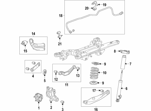 2011 Buick Regal Rear Suspension Components, Lower Control Arm, Upper Control Arm, Stabilizer Bar Insulator-Rear Stabilizer Shaft Diagram for 13281789