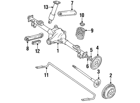 1995 Chevrolet Caprice Rear Suspension Components, Lower Control Arm, Upper Control Arm, Ride Control, Stabilizer Bar Brake Drum Diagram for 18028542