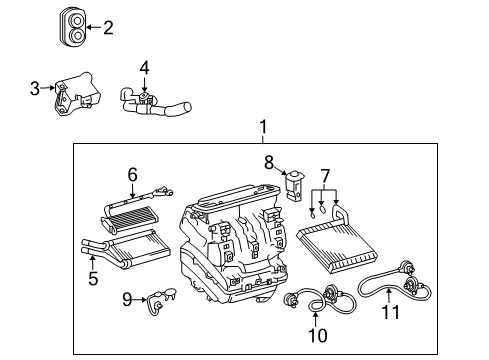 2010 Pontiac Vibe A/C Evaporator & Heater Components Module, Heater & A/C Evaporator Diagram for 19184650