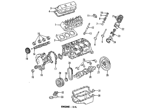 1994 Pontiac Trans Sport Engine Parts, Mounts, Cylinder Head & Valves, Camshaft & Timing, Oil Pan, Oil Pump, Balance Shafts, Crankshaft & Bearings, Pistons, Rings & Bearings Cover Asm-Valve Rocker RH Diagram for 14089280