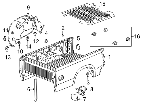 2019 Chevrolet Silverado 1500 Pick Up Box Box Assembly Plug Diagram for 15891612