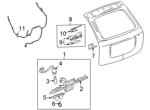 2007 Chevrolet Equinox Lift Gate Latch Assembly Diagram for 20817708