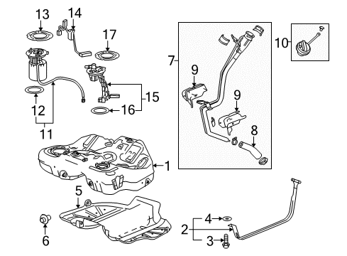 2010 Buick LaCrosse Fuel System Components Fuel Tank Diagram for 13247863