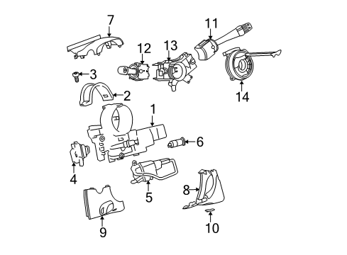 2007 Chevrolet Cobalt Shroud, Switches & Levers Cover Asm-Steering Column Upper Trim *Neutral Diagram for 15269821