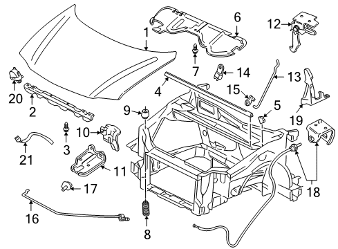 2001 Chevrolet Venture Hood & Components Handle Asm-Hood Primary Latch Release Cable Diagram for 15265993