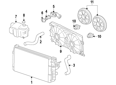 2010 Pontiac Vibe Cooling System, Radiator, Water Pump, Cooling Fan Motor, Engine Coolant Fan Diagram for 19204397
