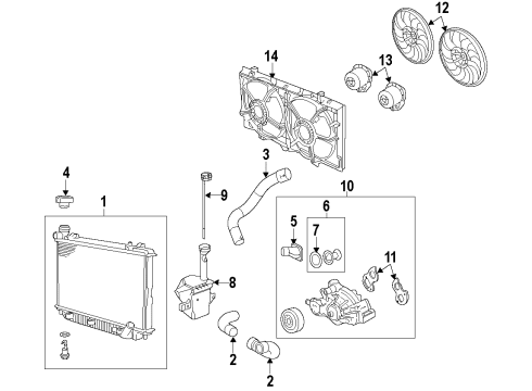 2013 Chevrolet Caprice Cooling System, Radiator, Water Pump, Cooling Fan Water Pump Assembly Diagram for 19180610