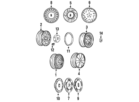 1989 Oldsmobile Cutlass Supreme Wheels & Trim Wheel Nut Cap *Gray Diagram for 12338016