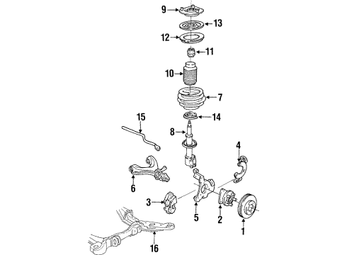1996 Buick Park Avenue Front Suspension Components, Lower Control Arm, Stabilizer Bar Hub & Bearing Diagram for 7470511