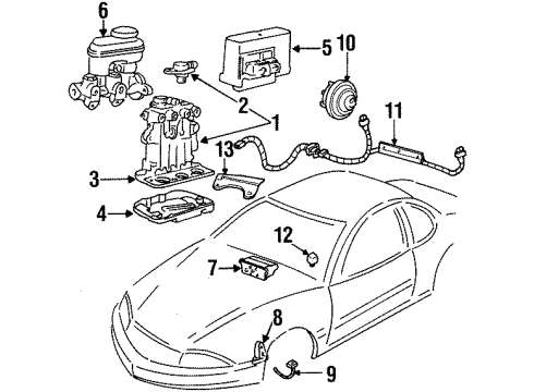 1994 Oldsmobile Achieva Hydraulic System Power Brake Booster Assembly Diagram for 18029989