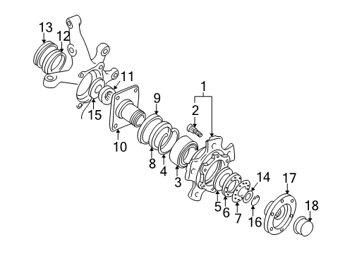 2000 Chevrolet Tracker Hub Assembly - Front Front Axle Hub Lock Cover Diagram for 30020930
