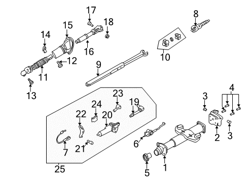 2002 Chevrolet Tahoe Automatic Transmission Steering Gear Coupling Shaft Assembly Diagram for 25958109