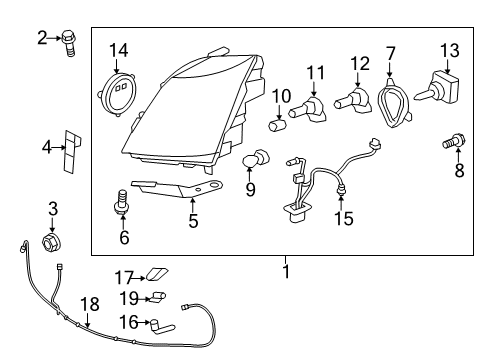 2014 Cadillac CTS Headlamps Composite Headlamp Diagram for 20896540