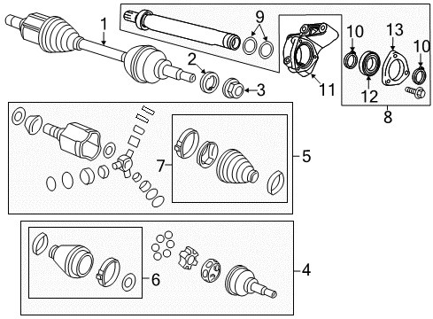2014 Buick Verano Drive Axles - Front Inner Joint Diagram for 13318019
