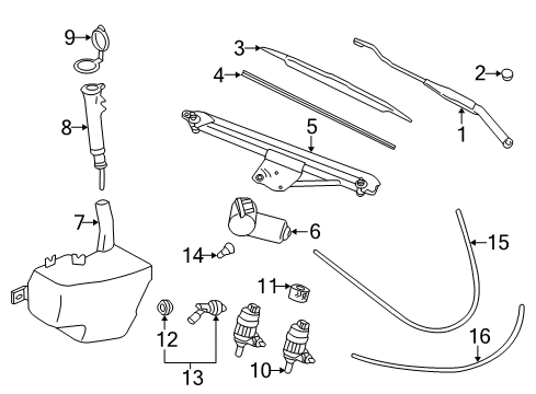 2003 Saturn LW200 Wiper & Washer Components Blade Asm, Windshield Wiper Diagram for 22698024