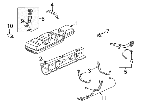 1996 Chevrolet P30 Fuel System Components Fuel Pump Assembly Diagram for 25116503