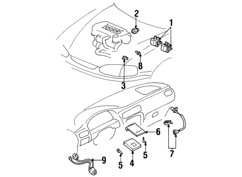 1998 Chevrolet Prizm Ignition System Wire, Spark Plug #3 Cyl Diagram for 94856815