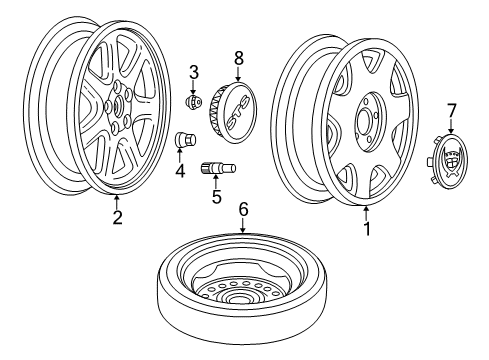 1999 Cadillac Seville Wheels, Covers & Trim Center Cap Diagram for 3542617