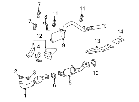 2008 GMC Sierra 3500 HD Exhaust Components Converter & Pipe Hanger Diagram for 25806832