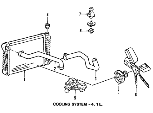1984 GMC G1500 Cooling System, Radiator, Water Pump, Cooling Fan Radiator Diagram for 3043872