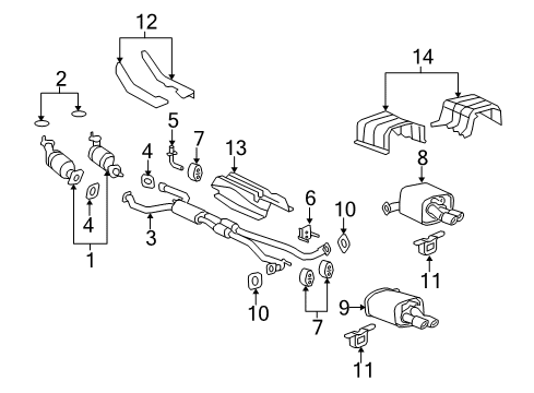 2012 Chevrolet Caprice Exhaust Components Center Muffler Hanger Diagram for 92275739
