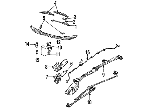 1993 Chevrolet Lumina Wiper & Washer Components Wiper Asm-Windshield Diagram for 10093153