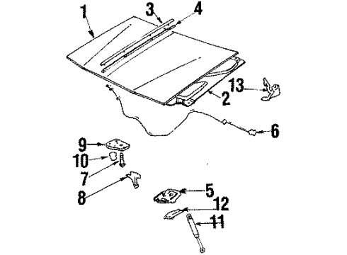 1984 Buick Century Hood & Components Cable, Hood Primary Latch Release Diagram for 20435166
