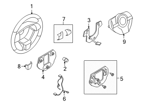 2008 Saturn Astra Steering Column & Wheel, Steering Gear & Linkage Steering Wheel Diagram for 13150288
