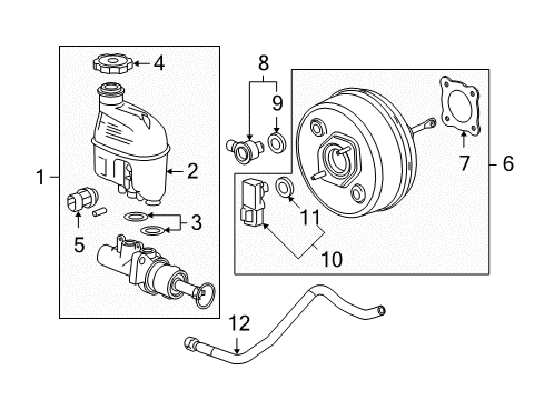 2008 Chevrolet Malibu Hydraulic System Power Brake Booster ASSEMBLY Diagram for 15773763