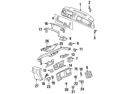 1989 GMC K1500 Switches Defroster Duct Diagram for 15530575