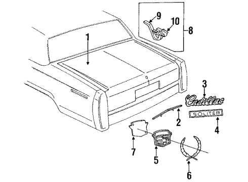 1992 Cadillac Brougham Trunk Lid Lock Assembly Compartment Diagram for 20616582