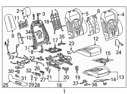 2017 Buick LaCrosse Passenger Seat Components Cushion Frame Retainer Diagram for 13507327