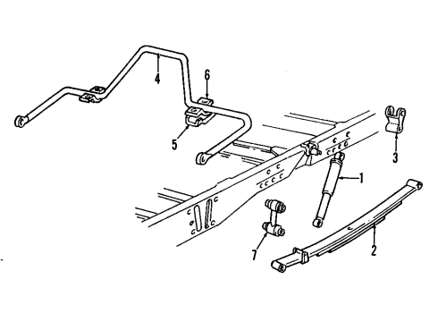 1999 Chevrolet Tahoe Rear Suspension Components, Stabilizer Bar Rear Shock Absorber Kit Diagram for 12474721