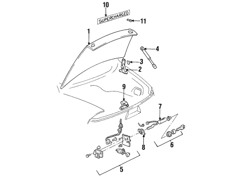 1995 Buick Riviera Trunk Cylinder Kit, Rear Compartment Lid Lock (Uncoded) Diagram for 12522787