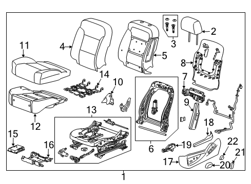 2016 Chevrolet Tahoe Driver Seat Components Control Module Bracket Diagram for 23187595
