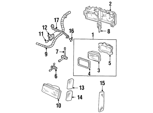 1989 Chevrolet K3500 Headlamps Headlight Capsule (Outboard) Diagram for 16506956