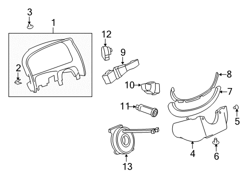 2009 Saturn Vue Ignition Lock Cover, Steering Column Housing Trim Extension Diagram for 96830027