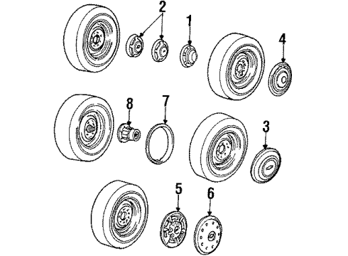 1986 GMC C1500 Suburban Wheel Caps & Covers Wheel Trim Cover Assembly Diagram for 14054906