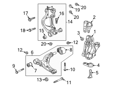 2018 Buick Cascada Front Suspension Components, Lower Control Arm, Stabilizer Bar Knuckle Diagram for 13409307