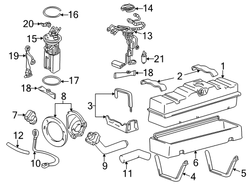 1998 GMC K2500 Fuel Supply Housing-Fuel Tank Filler Pipe *Marked Print Diagram for 15149668