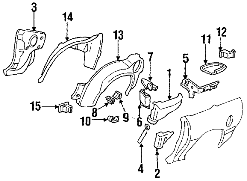 1996 Pontiac Firebird Inner Components - Quarter Panel Panel, Rear Wheelhouse Outer Diagram for 12529179