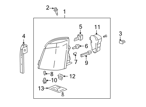 2009 Cadillac SRX Headlamps Headlamp Assembly-(W/ Front Side Marker Lamp) *L.H. Diagram for 15926967
