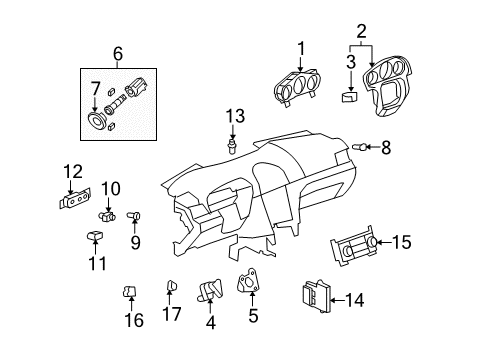 2008 Saturn Aura Switches Cluster Assembly Diagram for 20808418
