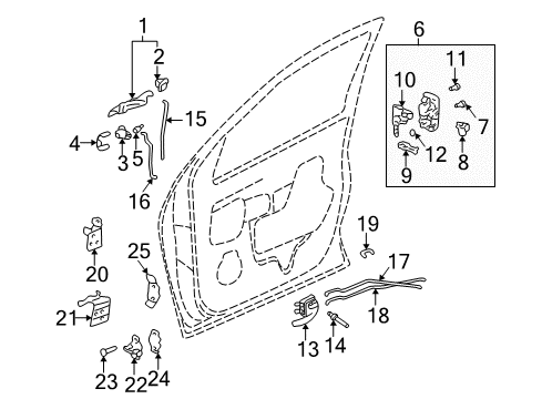 2002 Buick Rendezvous Front Door Lock Assembly Diagram for 19120290