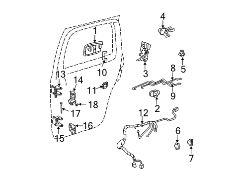 2004 Oldsmobile Bravada Rear Door - Lock & Hardware Lower Hinge Spring Diagram for 15671989