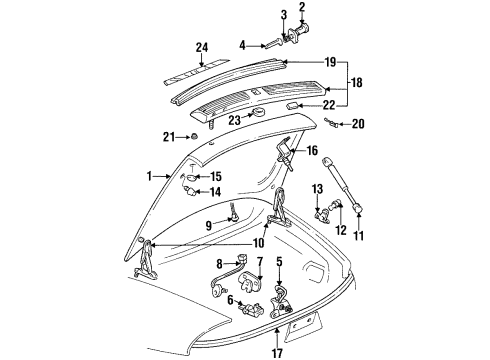 1998 Oldsmobile Aurora Trunk Cylinder Kit, Rear Compartment Lid Lock (Uncoded) Diagram for 12522788
