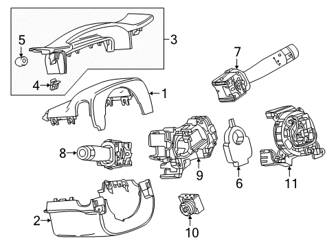 2015 Cadillac ATS Shroud, Switches & Levers Lower Column Cover Diagram for 23234880