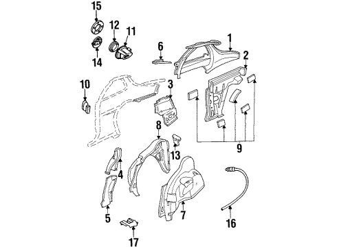 1993 Pontiac Grand Am Inner Components - Quarter Panel Cable Asm-Fuel Tank Filler Door Latch Release Diagram for 22657923