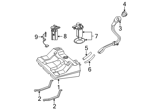 1998 Buick Regal Fuel System Components Fuel Gauge Sending Unit Diagram for 19121316